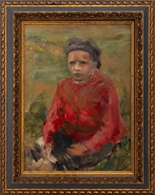 Eric Rebane "Boy in the Field" Oil on Canvas, 1939