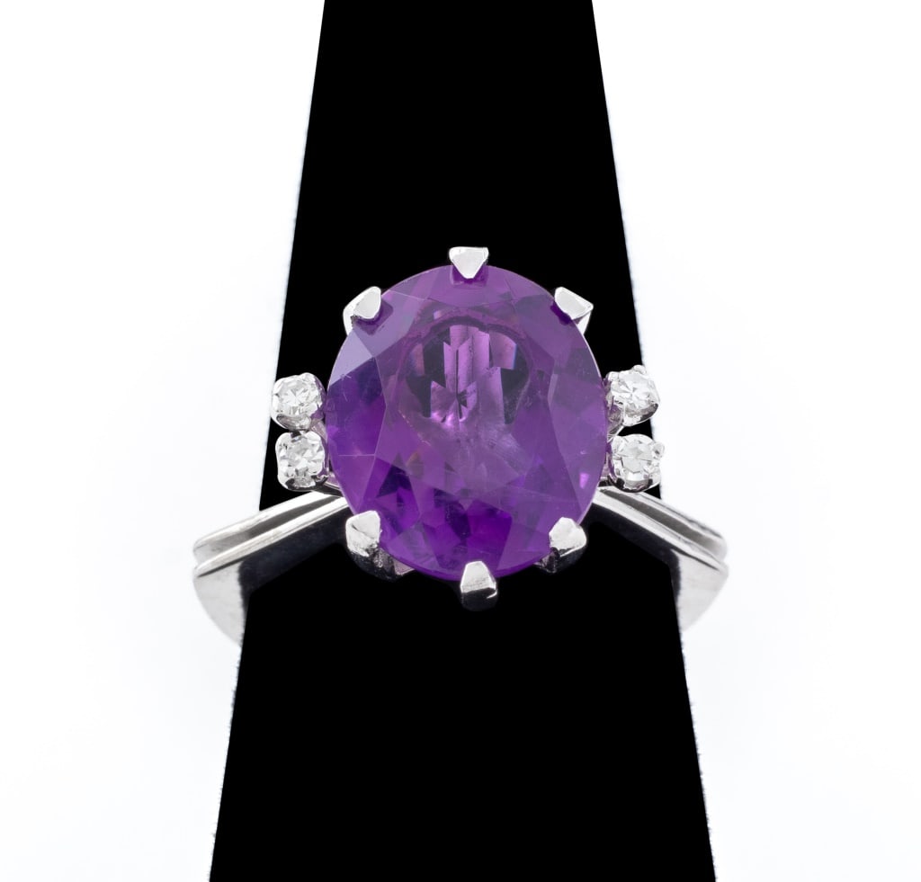 18K White Gold Amethyst Diamond Ring (1 of 6)