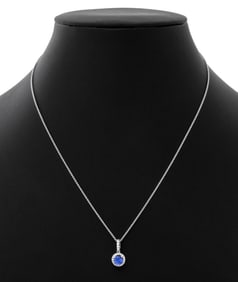 18K White Gold Diamond Tanzanite Pendant Necklace