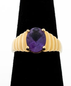 10K Yellow Gold Amethyst Ring