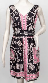 Moschino Bone Pattern Silk Dress