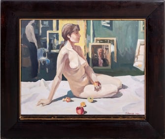 Uriy Kakichev Nude with Fruit Oil on Panel, 1990