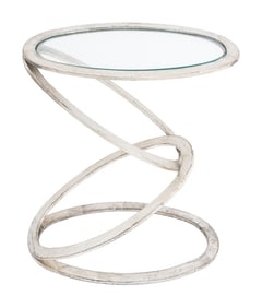 Modern Interlocking Ring Steel & Glass Lamp Table