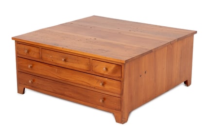 Country Style Pine Wood Flat File Coffee Table