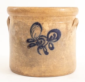American Salt-Glazed Cobalt Stoneware Crock