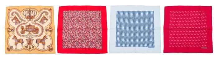 Hermes Silk Pocket Squares, 4