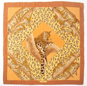 Salvatore Ferragamo Cheetah Print Silk Scarf
