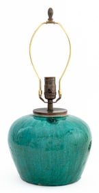 Chinese Turquoise Ginger Jar Mounted as Lamp