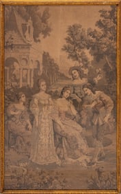 Victorian Courting Scene Tapestry, 19th C.