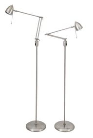 Modern Steel Articulated Floor Lamps, Pair