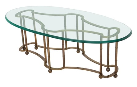 Mastercraft "Racetrack" Glass Top Cocktail Table