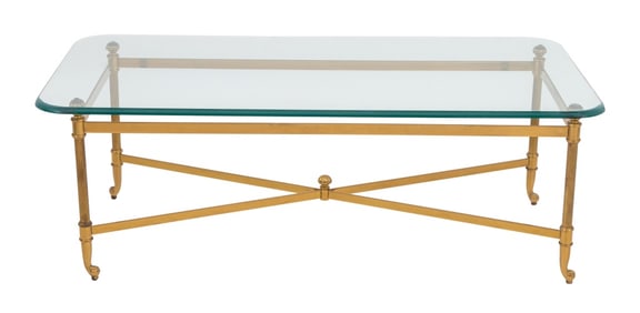 Modern Glass Top Brass Coffee Table