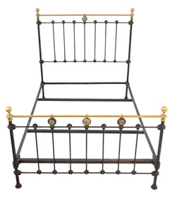 Victorian Wrought Iron Brass Queen Size Bed Frame
