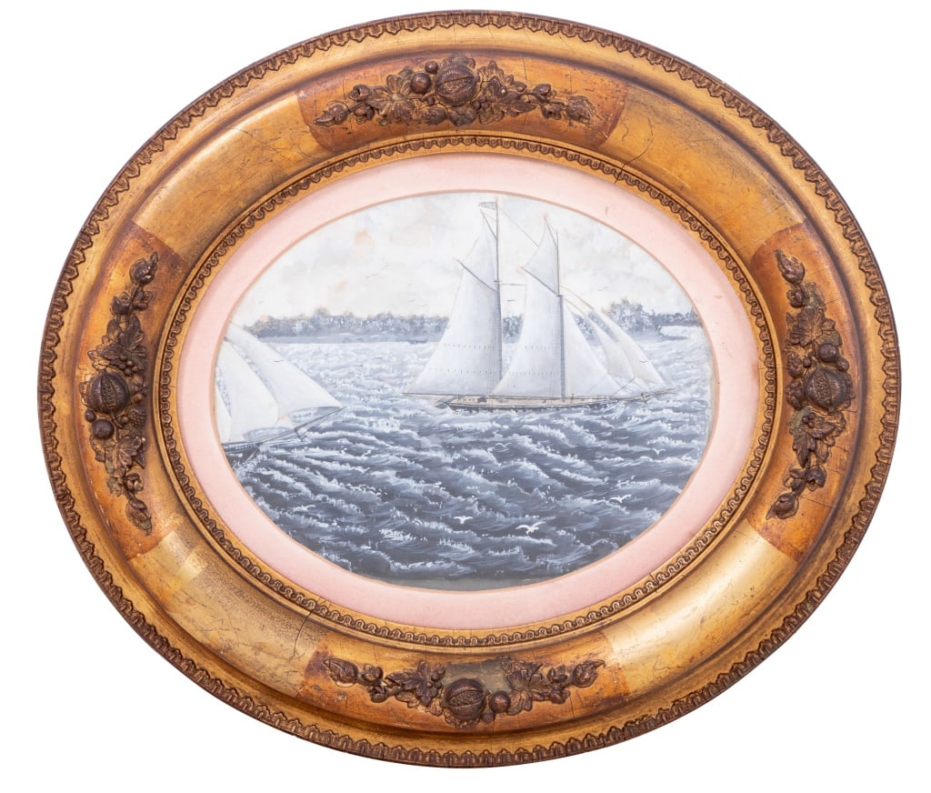 Alfred Leicht Racing Clippers Watercolor, ca. 1900 (1 of 6)