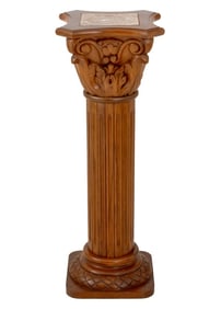 Neoclassical Pine and Marble Pedestal