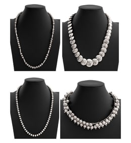 Silver Beaded Necklaces, 4
