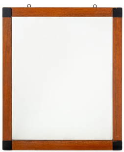 Biedermeier Style Maple Wall Mirror: Biedermeier Style Maple Wall Mirror, with ebonized accents to corners. Mirror: 29.75" H x 24" W; overall: 34" H x 28.5" W x 0.75" D. Provenance: From a New York City Collection. Keywords: Looking glas
