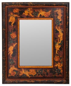 Painted Decorative Cherub Mirror, 20th C.