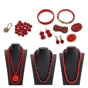 Chinese Cinnabar Jewelry Articles, 11