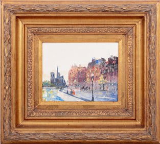 French School Notre Dame, Paris Oil on Card