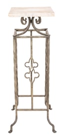 Marble Top Wrought Iron Pedestal