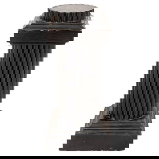 Art Deco Ebonized Wood Fluted Column Pedestal: Art Deco Ebonized Wood Fluted Column Pedestal. 22" H x 10" W x 10" D. Provenance: From a New York City Collection. Keywords: Antique Furniture, Plant stand, Sculpture gallery, Accent table, Interior