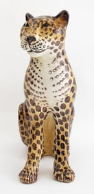 Italian Glazed Ceramic Leopard Sculpture
