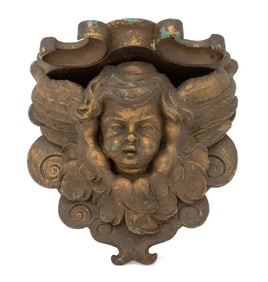 Italian Carved Giltwood Putti Masque Hanging Shelf