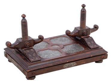 French Walnut and Pewter Inlaid Flower Press