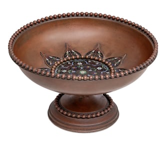 French Patinated Metal and Enamel Bowl