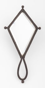 French Wrought Iron Diamond-Shaped Hand Mirror