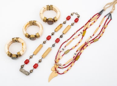 Tribal Bone, Stone, Bead Necklaces & Bangles,5