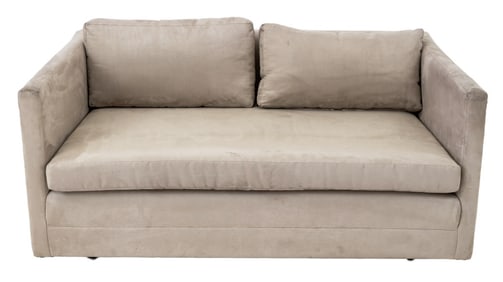 Contemporary Beige Ultrasuede Upholstered Sofa