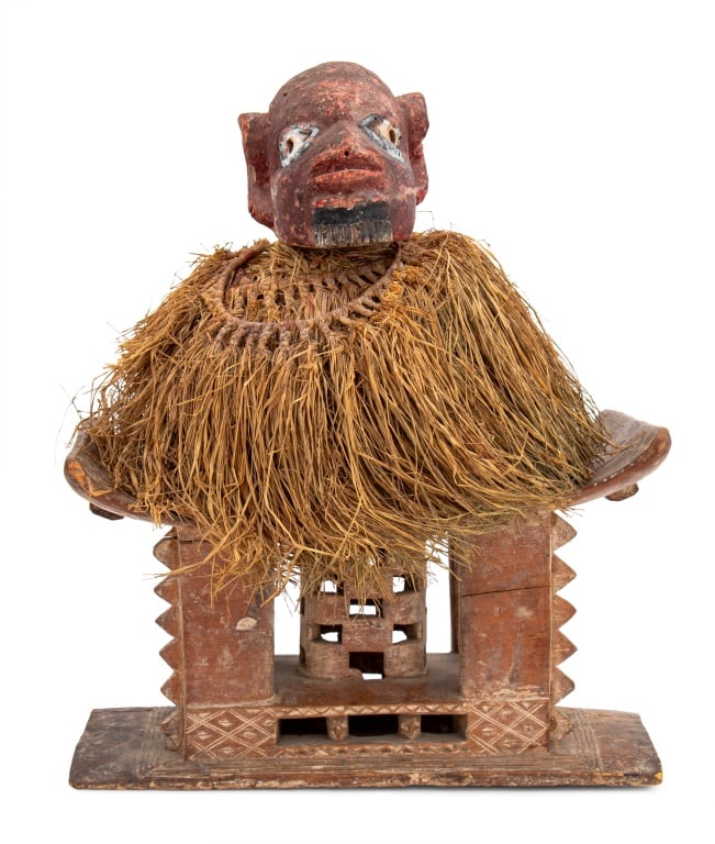 Ashanti Carved Wood Stool and African Headdress, 2 (1 of 5)