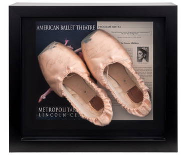 Paloma Herrera Signed Ballet Point Shoes: Paloma Herrera Signed Ballet Point Shoes, from her performance of "Snow Maiden I and II", June 14, 1999 at the Metropolitan Opera House for the American Ballet Theatre, each signed and one inscribed