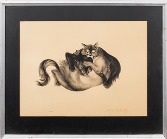 Hideo Date Fighting Cats Serigraph