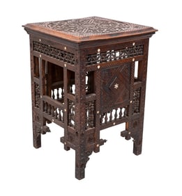 Moroccan Carved and Inlaid Occasional Table