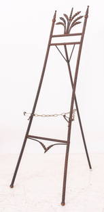 Carved Wood Easel Stand, 19th C.: Carved Turned Wood Easel Painting Stand, late 19th century. Open: 65" H x 24.5" W x 26" D. Provenance: Property from the Long Island residence of a collector and longtime friend of Victor Salmones and
