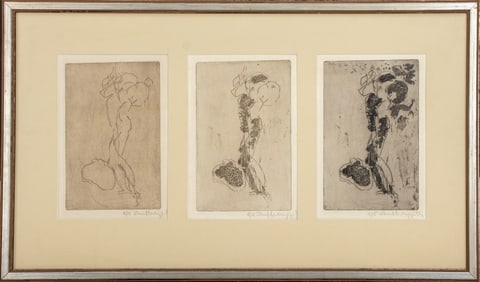 Illegibly Signed Abstract Brutalist Etchings, 3