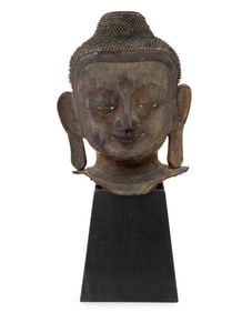 Burmese Lacquer Buddha Head Sculpture