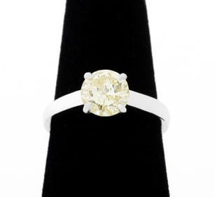 14K White Gold Yellow Diamond Solitaire Ring