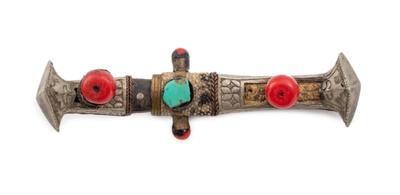 Tibetan Mixed Metal and Turquoise Knife