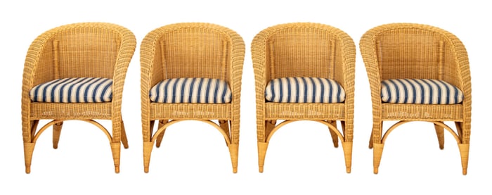 Varaschin Wicker Armchairs, 4