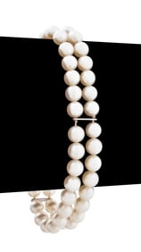 Mikimoto 14K White Gold Double Strand Bracelet