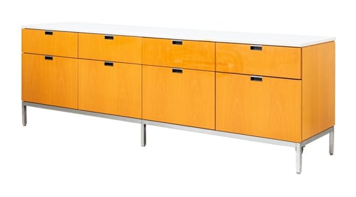 Florence Knoll Style White Marble Top Credenza