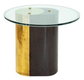 Postmodern Brass and Ebonized Wood Table