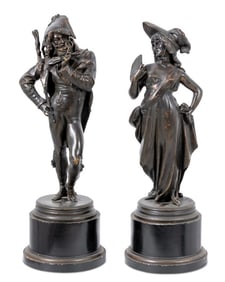 Vital Dubrey "Dandies" Patinated Bronzes, Pair