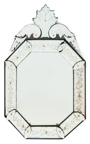 Venetian Etched Floral Motif Octagonal Mirror