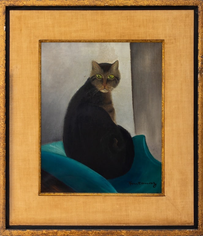 Jean Sam Fontanaz "Chat au Coussin Vert" Oil (1 of 6)