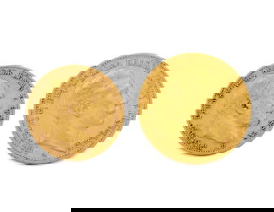 German 10 & 20 Marks Gold Coins, 2: Two 19th Century German Gold Coins, including one 1873 10 Marks coin, featuring Kaiser Wilhelm on the obverse and Imperial Eagle on reverse, struck in 90% gold purity, AGW 0.1152 ozt., weight: 3.982 g